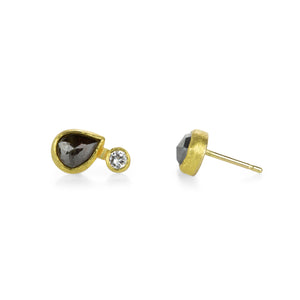 Petra Class Chocolate and White Diamond Studs | Quadrum Gallery