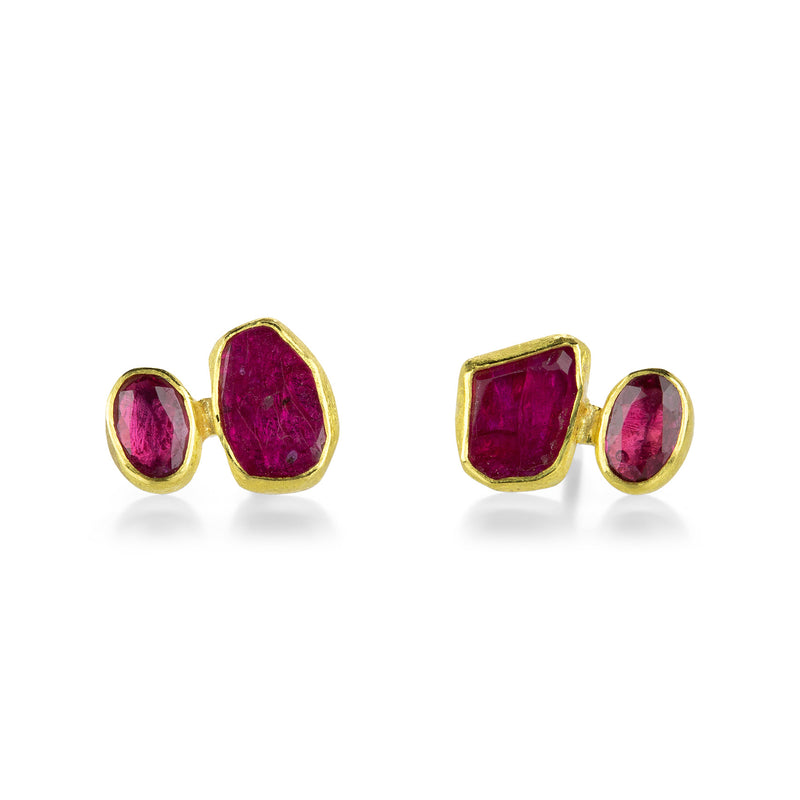 Petra Class Faceted Double Ruby Studs | Quadrum Gallery