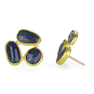 Petra Class Triple Rose Cut Blue Sapphire Stud Earrings | Quadrum Gallery