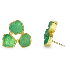 Petra Class Rough Emerald Triple Cluster Earrings | Quadrum Gallery