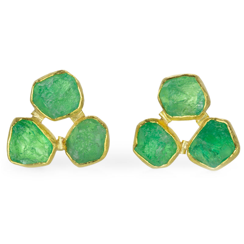 Petra Class Rough Emerald Triple Cluster Earrings | Quadrum Gallery