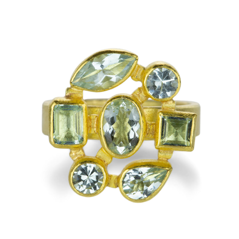 Petra Class Mixed Shape Aquamarine Mosaic Ring | Quadrum Gallery