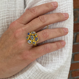 Petra Class Purple and Blue Sapphire Mosaic Ring | Quadrum Gallery