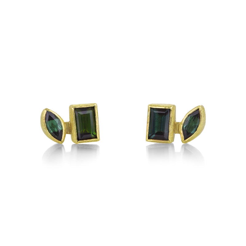 Petra Class Double Faceted Green Tourmaline Studs | Quadrum Gallery