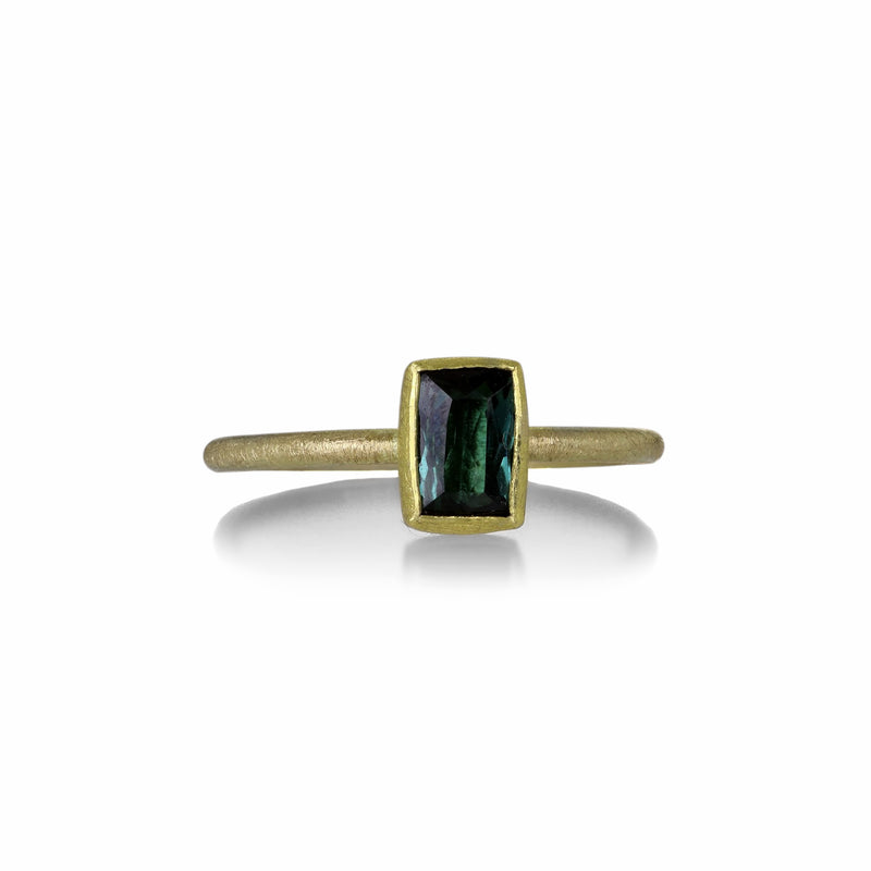Petra Class Small Rectangular Green Tourmaline Ring | Quadrum Gallery