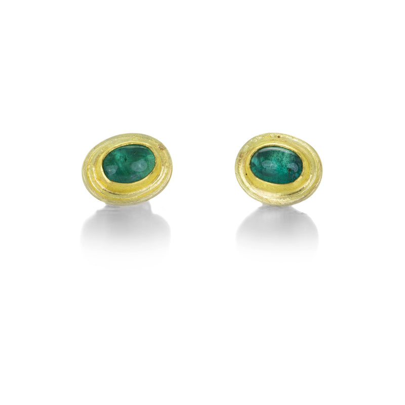Petra Class Emerald Cabochon Oval Studs | Quadrum Gallery