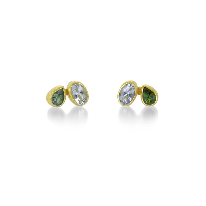 Petra Class Aquamarine and Tourmaline Stud Earrings | Quadrum Gallery
