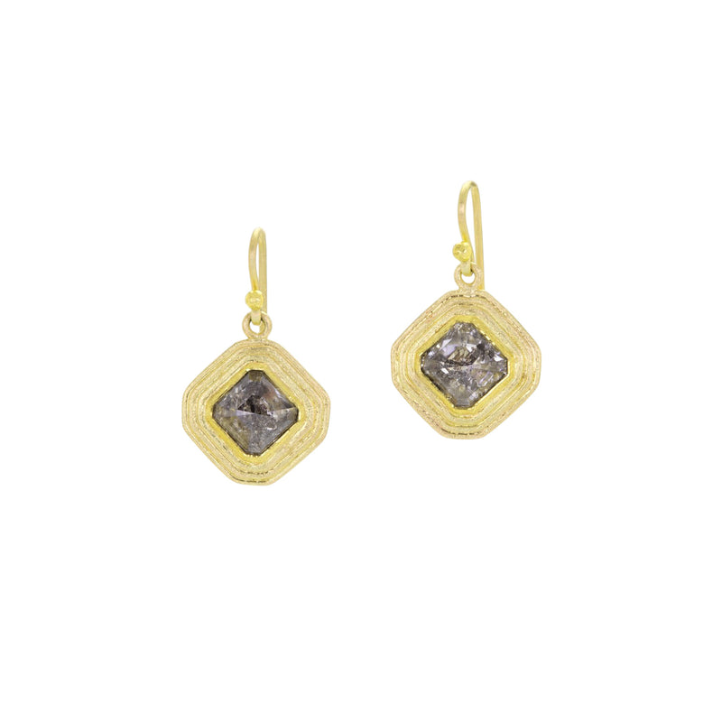 Petra Class Rose Cut Grey Diamond Square Drop Earrings | Quadrum Gallery