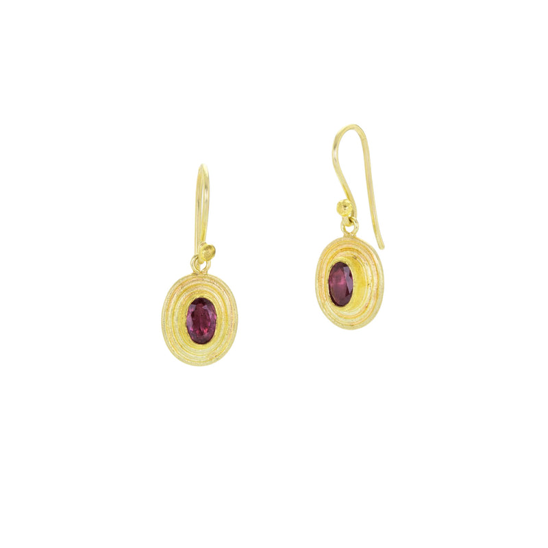Petra Class Triple Wire Frame Ruby Oval Drop Earrings | Quadrum Gallery