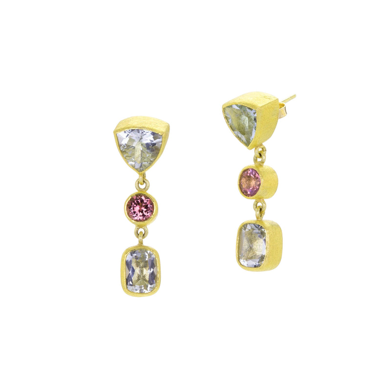 Petra Class Aquamarine and Pink Tourmaline Earring | Quadrum Gallery