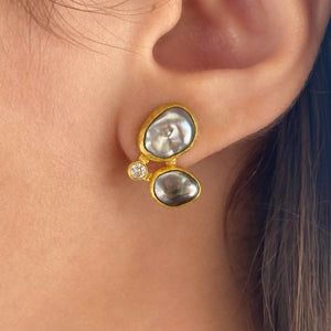 Petra Class Diamond and Keshi Pearl Studs | Quadrum Gallery