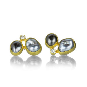 Petra Class Diamond and Keshi Pearl Studs | Quadrum Gallery