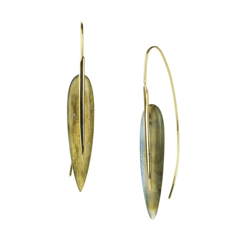 Rachel Atherley 18k and Labradorite Feather Earrings | Quadrum Gallery