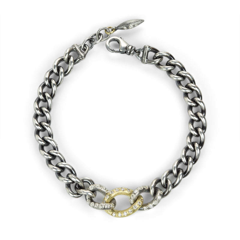 Rene Escobar Curbed Link Chain Bracelet with Diamonds | Quadrum Gallery
