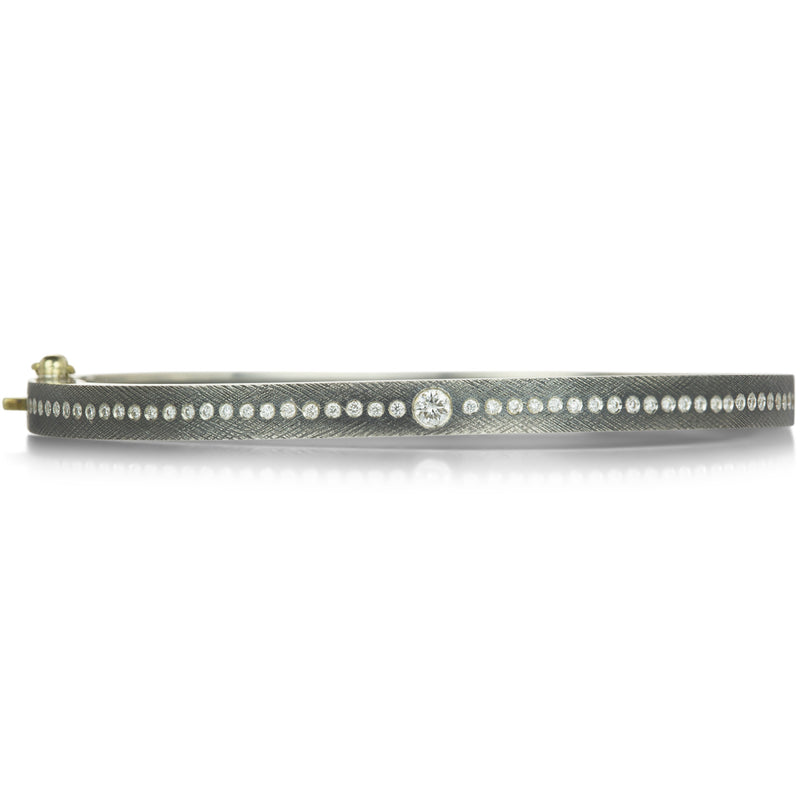 Rene Escobar 4mm Silver Nori Bangle with Diamonds | Quadrum Gallery