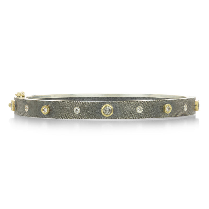 Rene Escobar 6mm Sterling Silver Junia Bangle with Diamonds | Quadrum Gallery