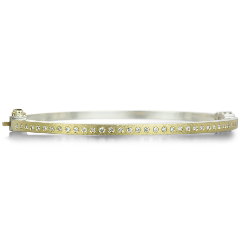Rene Escobar 2.5mm 18k and Silver Adam Bangle with Diamonds | Quadrum Gallery