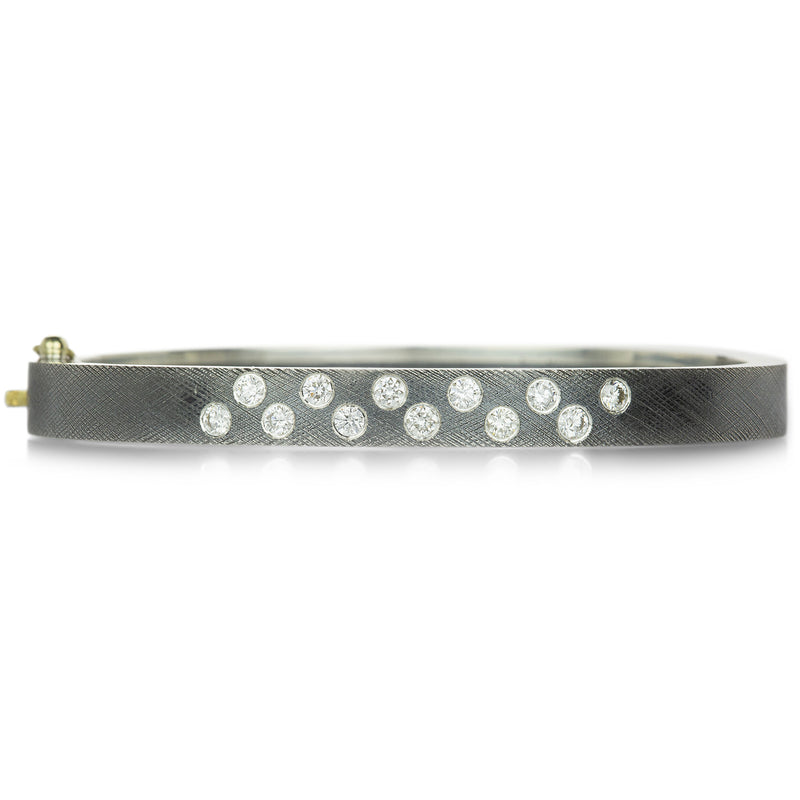 Rene Escobar 6mm Sterling Silver Laura Bangle with Diamonds | Quadrum Gallery
