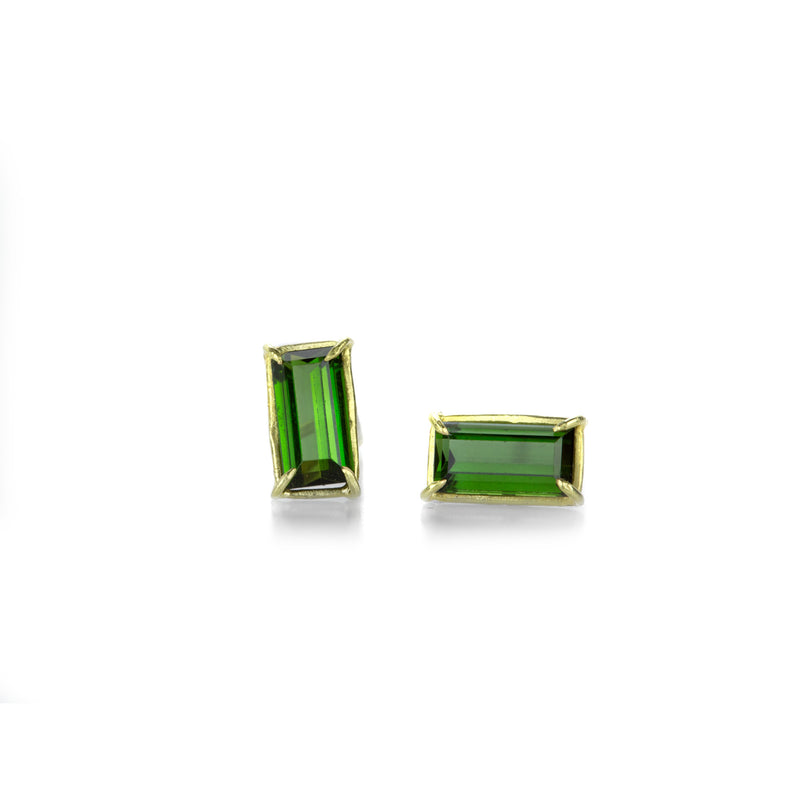 Rosanne Pugliese 18k Gold Emerald Cut Green Tourmaline Studs | Quadrum Gallery