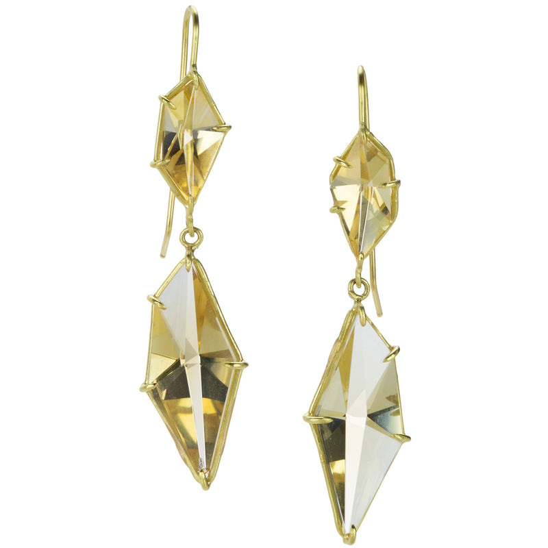 Rosanne Pugliese Geometric Champagne Citrine Double Drop Earrings | Quadrum Gallery