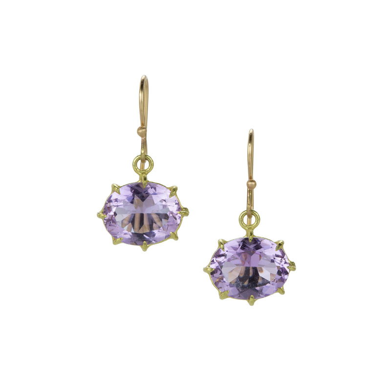 Rosanne Pugliese 18k Oval Rose Lavender Amethyst Drop Earrings | Quadrum Gallery