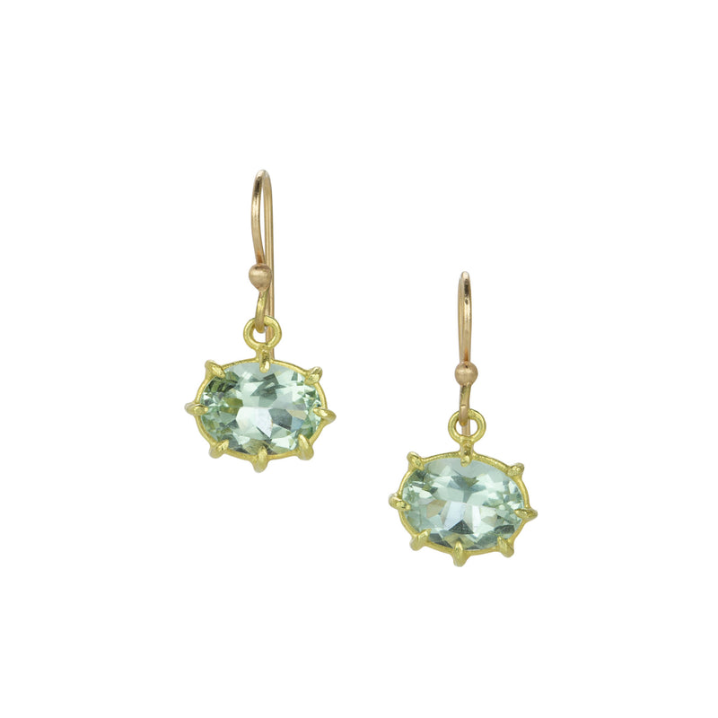 Rosanne Pugliese Mini Oval Green Amethyst Drop Earrings | Quadrum Gallery