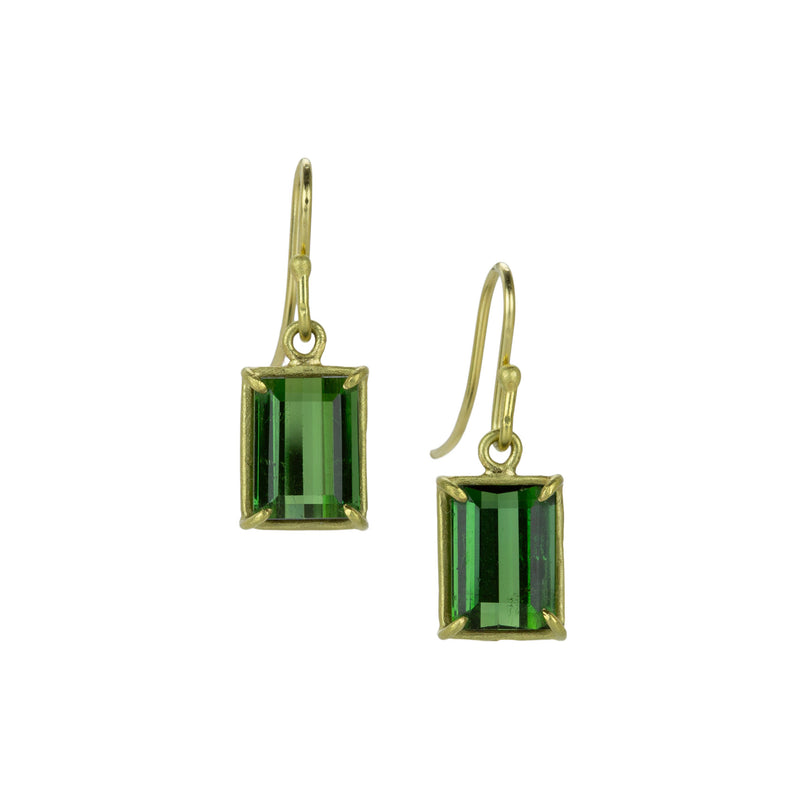 Rosanne Pugliese Emerald Cut Green Tourmaline Drop Earrings | Quadrum Gallery