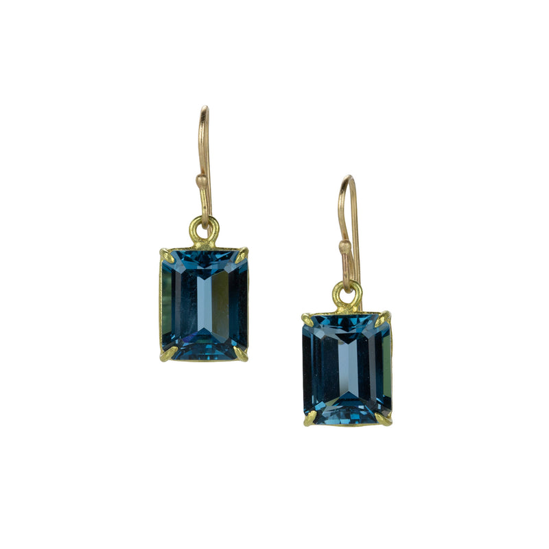 Rosanne Pugliese Small Emerald Cut London Blue Topaz Drop Earrings | Quadrum Gallery