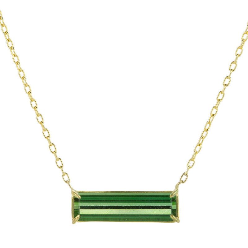 Rosanne Pugliese Dark Green Tourmaline Bar Pendant Necklace | Quadrum Gallery