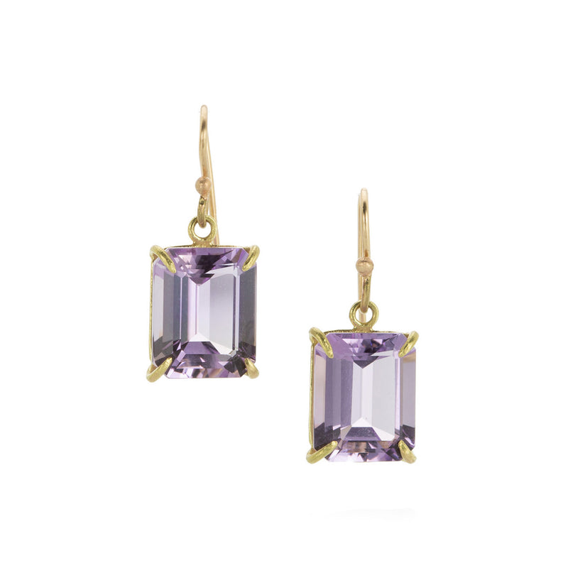 Rosanne Pugliese Small 18k Emerald Cut Lavender Amethyst Earrings | Quadrum Gallery