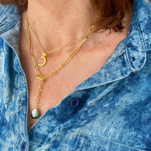 Rosanne Pugliese 22k Heavy Box Link Chain with Keshi Pearl | Quadrum Gallery