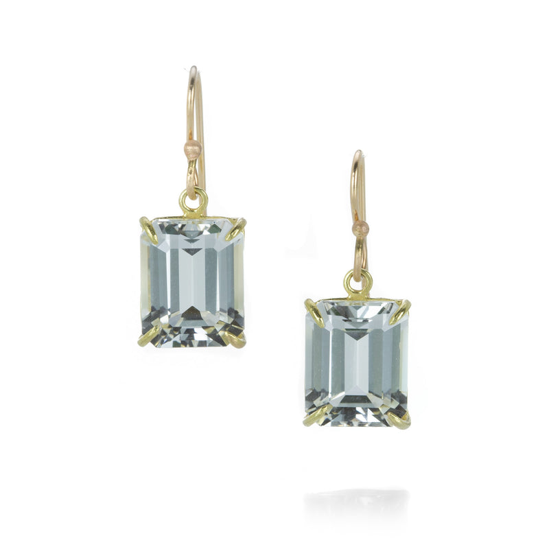 Rosanne Pugliese 18k Small Emerald Cut White Topaz Drop Earrings | Quadrum Gallery
