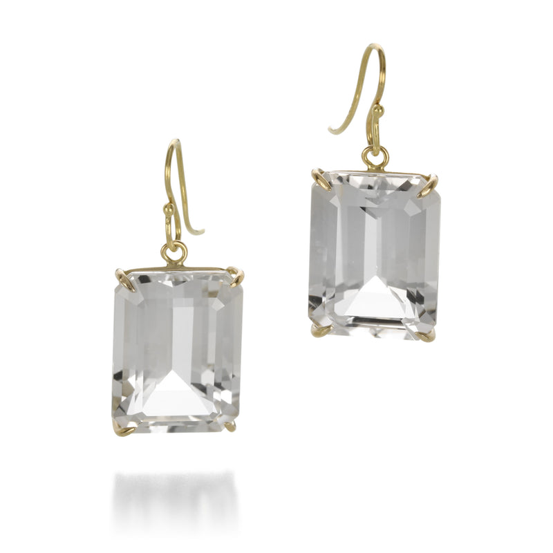 Rosanne Pugliese 18k Medium Emerald Cut White Topaz Drop Earrings | Quadrum Gallery