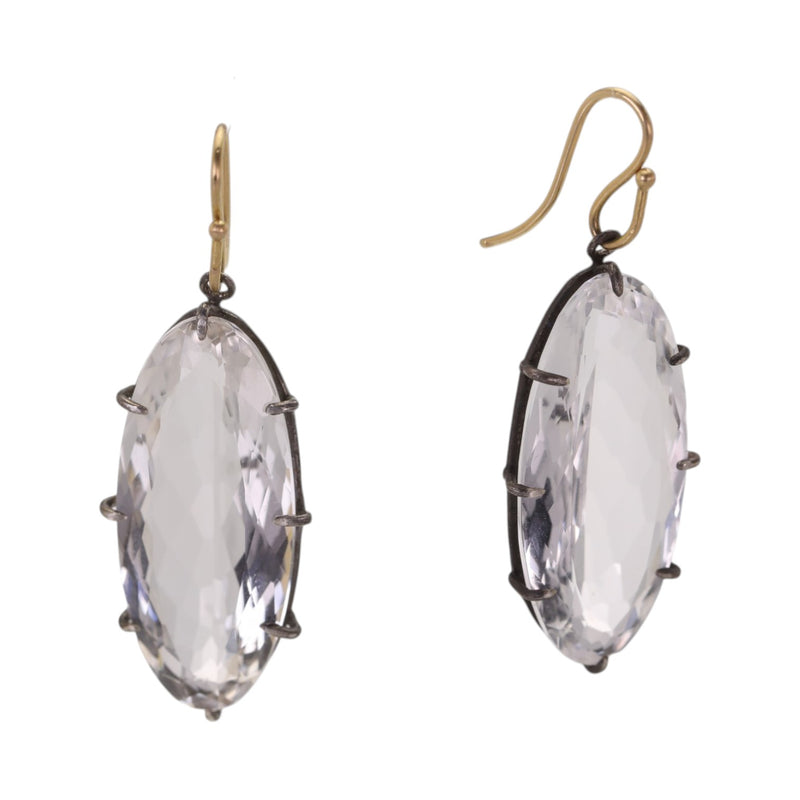 Rosanne Pugliese Large Oval White Topaz Drop Earrings | Quadrum Gallery