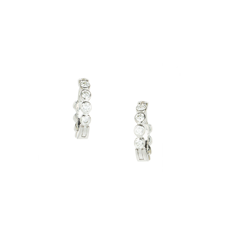 Sethi Couture 18k White Gold Modern Bezel Huggies | Quadrum Gallery