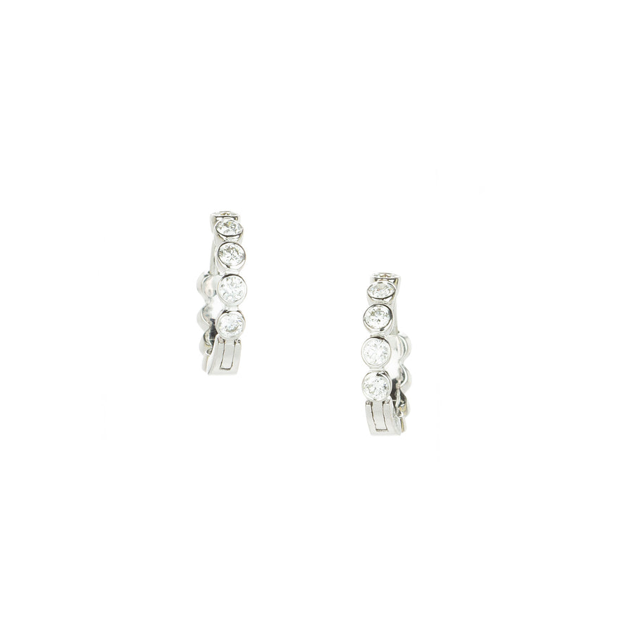 Sethi Couture 18k White Gold Modern Bezel Huggies | Quadrum Gallery