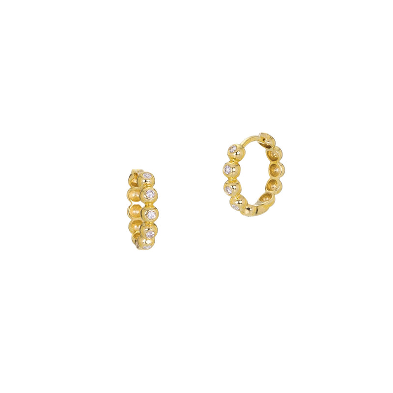 Sethi Couture Bead White Diamond Huggies | Quadrum Gallery