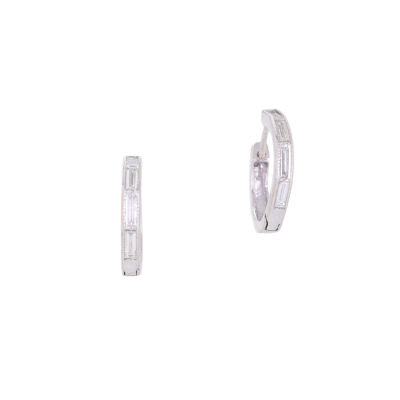 Sethi Couture Baguette Diamond Silhouette Huggies | Quadrum Gallery