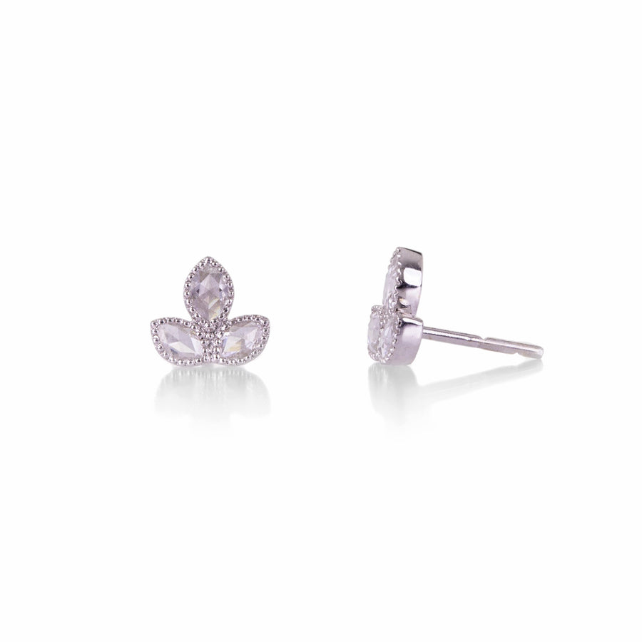 Sethi Couture Lilah Rose Cut White Diamond Studs | Quadrum Gallery