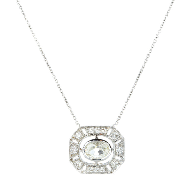 Sethi Couture Oval Old Mine Cut Diamond Pendant Necklace | Quadrum Gallery