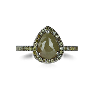 Sethi Couture Pear Shaped Opaque Green Diamond Ring | Quadrum Gallery