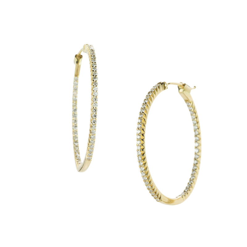 Sethi Couture White Diamond Micro Prong Hoop Earrings | Quadrum Gallery