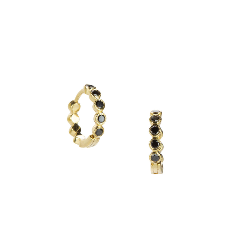 Sethi Couture Mini Bezel Black Diamond Huggie Earrings  | Quadrum Gallery