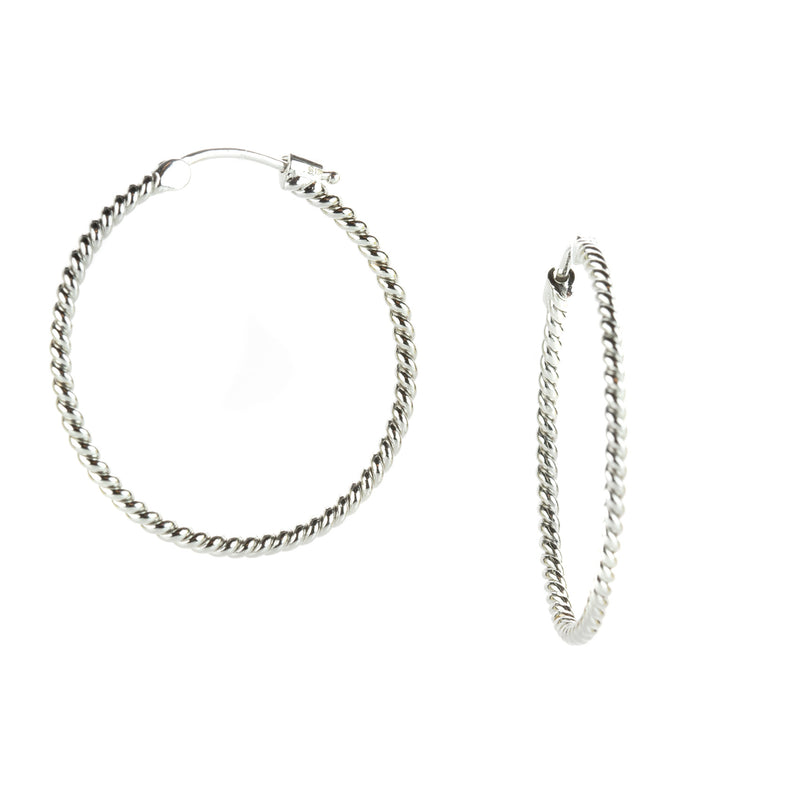 Sethi Couture Medium 18k White Gold Rope Hoops | Quadrum Gallery