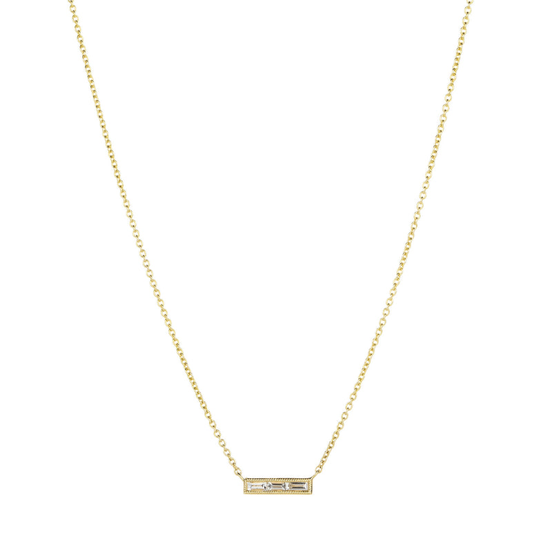 Sethi Couture 18k Silhouette Baguette Diamond Pendant Necklace | Quadrum Gallery