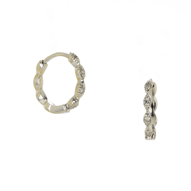 Sethi Couture 18k Eleanor White Diamond Huggies | Quadrum Gallery