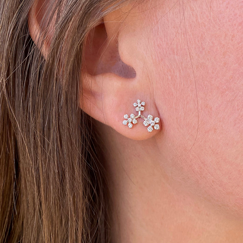 Sethi Couture White Diamond Enchanted Garden Trio Studs | Quadrum Gallery