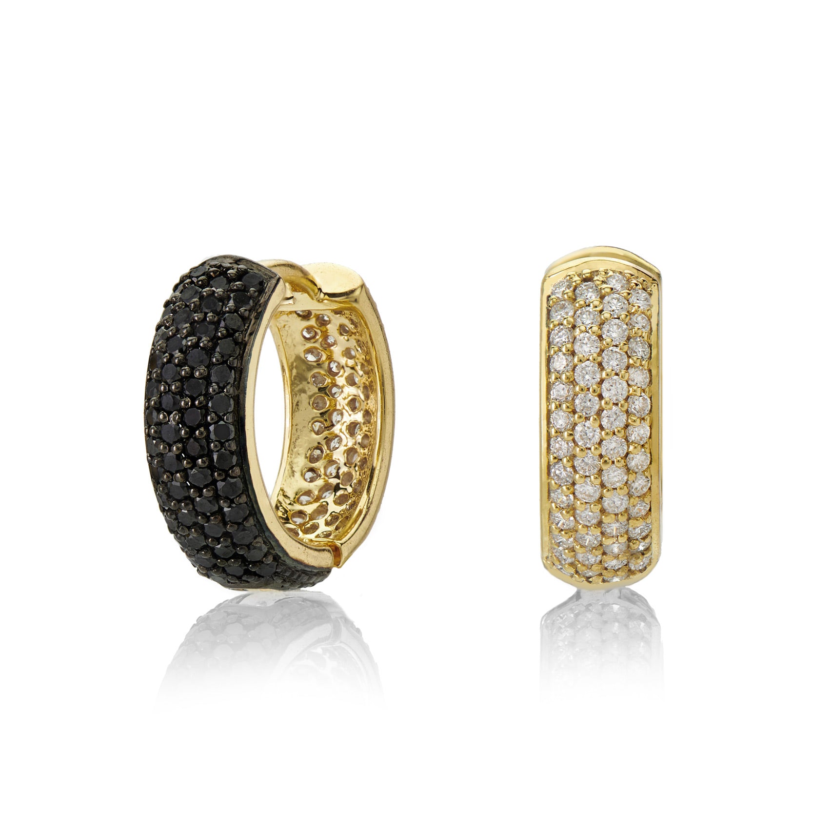 Sethi Couture White and Black Diamond Reversible Huggies | Quadrum Gallery