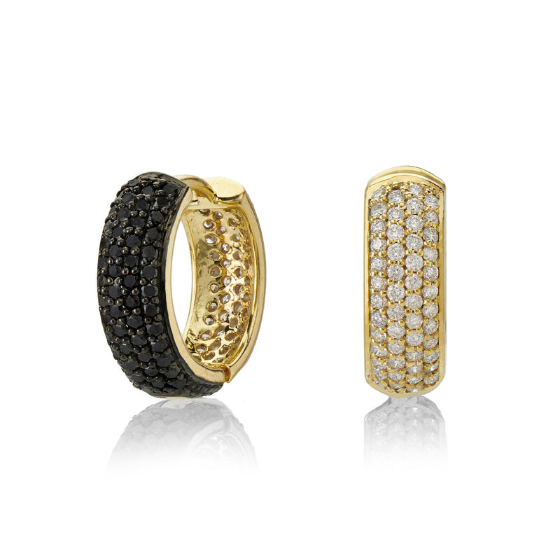 Sethi Couture White and Black Diamond Reversible Huggies | Quadrum Gallery