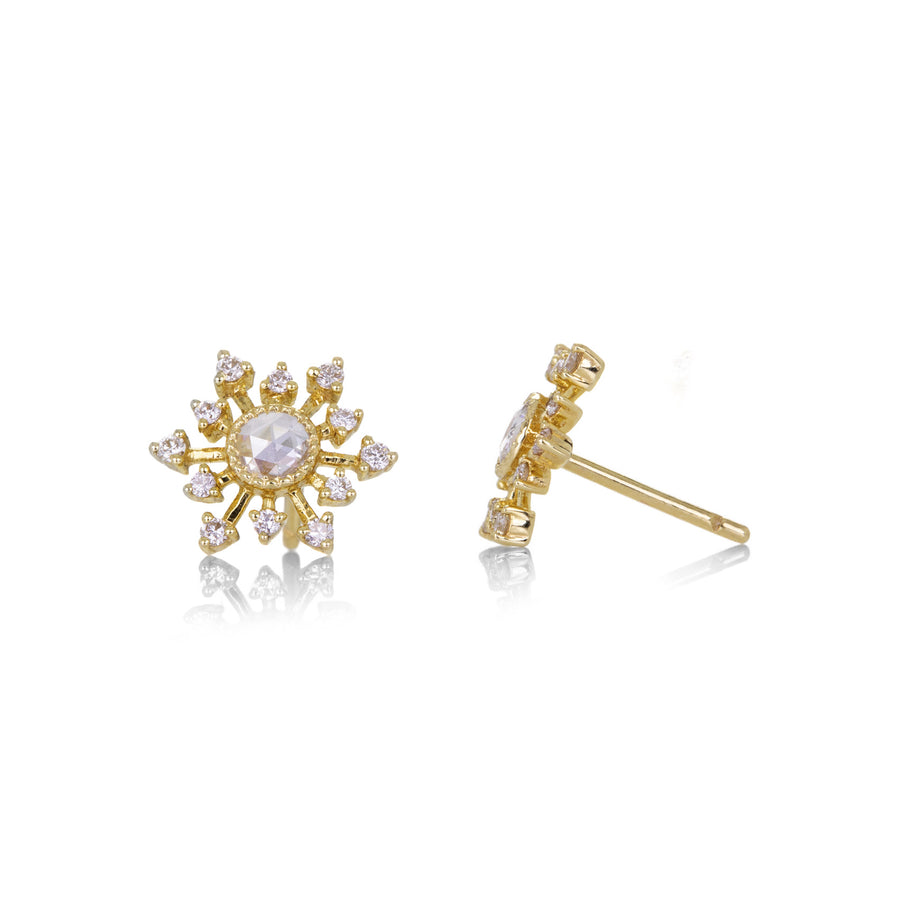 Sethi Couture Yellow Gold Leena Rose Cut Diamond Earrings | Quadrum Gallery